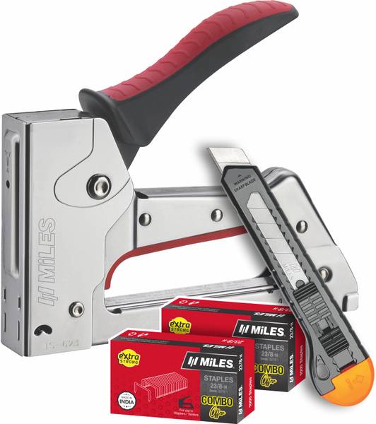 Miles Metal Body Stapler TS 623 | 23/8 Staple Pins 2 boxes | 1 PN1801 snap off cutter Cordless Stapler