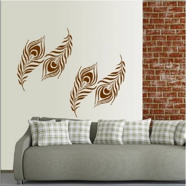 GAUMUK Peacock Feather Wall Design Stencils for Wall Painting for Home Wall Decoration Re useable Stencil
