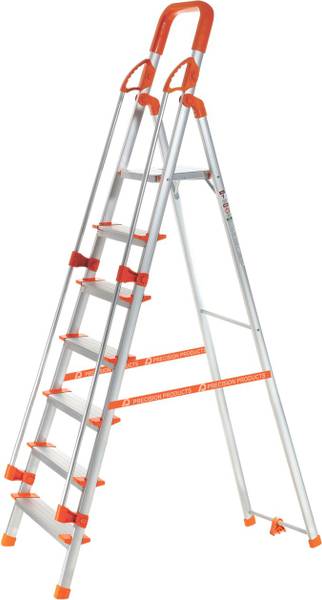 ProHome 7 Steps Aluminum Ladder with Hand Railing for Home with 5 Anti ...