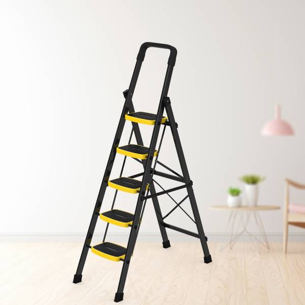 Asian Paints TruCare Home Elite 5-Steps Ladder, Steel Steps, Foldable, Slip-resistant Aluminium Ladder