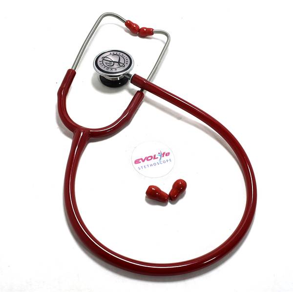 Dishan Stethoscope for Doctors and Medical Students- Red Tube- Evolife Cardiofonic Dual Stethoscope