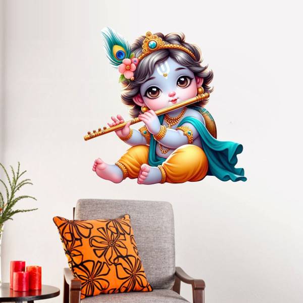 Hetshree decore 50 cm Lord Krishna Wall Sticker & Decal Self Adhesive Sticker