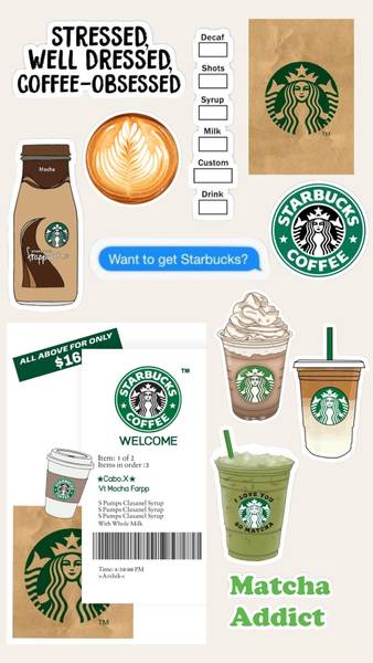 Yaduvanshi 5 cm AESTHETIC COFFEE STICKERS Self Adhesive Sticker