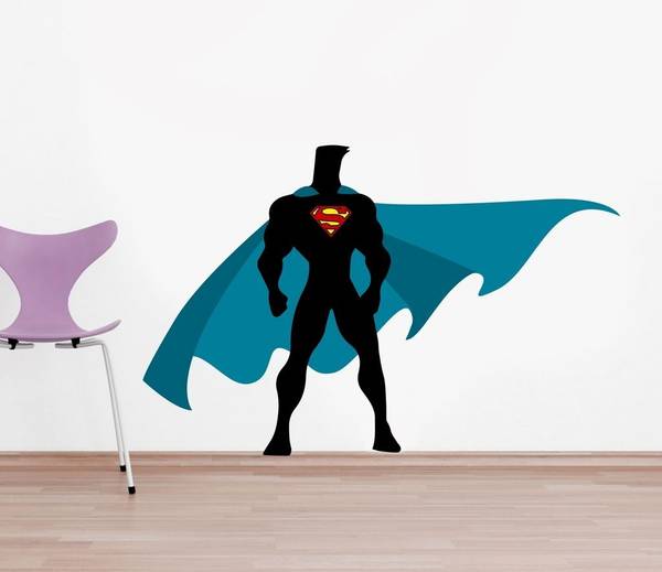 Epithet Studio 86 cm Wall Sticker ('Superman Blue' PVC Vinyl, SIZE 86 CM X 133 CM ) Self Adhesive Sticker