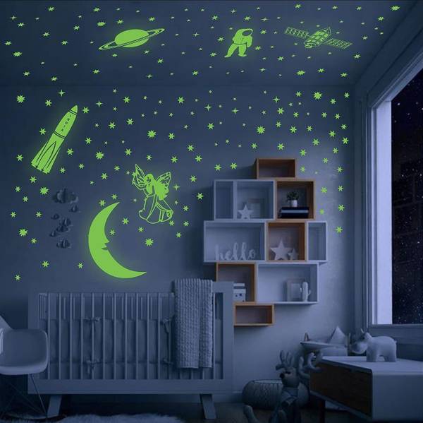 HAPPINY 4 cm Night Glow In The Dark Radium Wall Stickers for kids room dcor Glow in the Dark Sticker