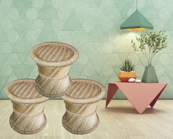 RCLV Pure handmade Bamboo Stool Mudda/mudha/muddi /set of 3 Outdoor & Cafeteria Stool