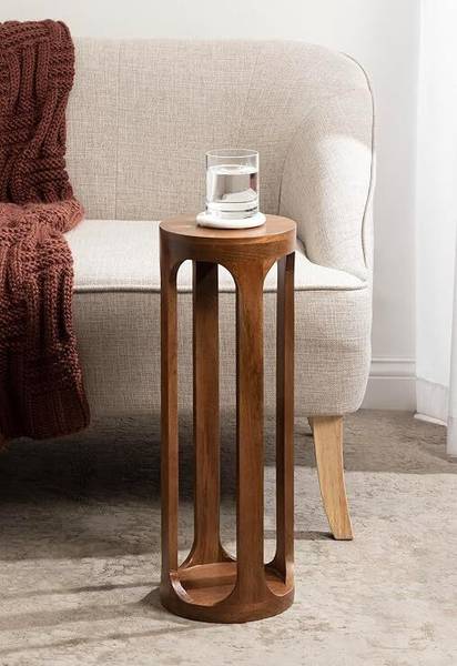 ONLINECRAFTS Wooden Round Shape Pedestal Design table 23 x 8 x 8 inch Living & Bedroom Stool