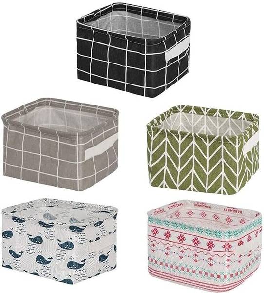 Bizbee Polypropylene Small Foldable Storage Box Multipurpose Canvas Fabric Storage Basket