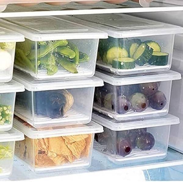 HUMBLE KART Plastic Plastic Fridge Organizers Storage Box Freezer Containers Food Basket pack of 4 Storage Basket