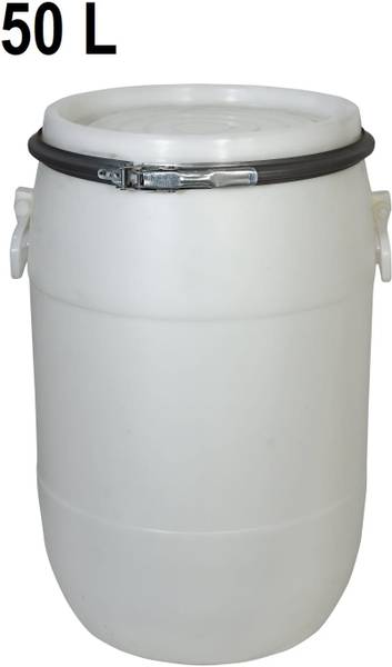 kgn traders Plastic Drum 50 Liter With Lid Long Lasting and Durable Drum White Color Plastic Drum 50 Liter With Lid Long Lasting and Durable Drum Whit...