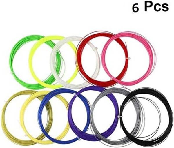 HPSL 10m Durable High Elastic Badminton Racket String, - Multicolor (6 Pcs) 0.7 Badminton String - 10 m