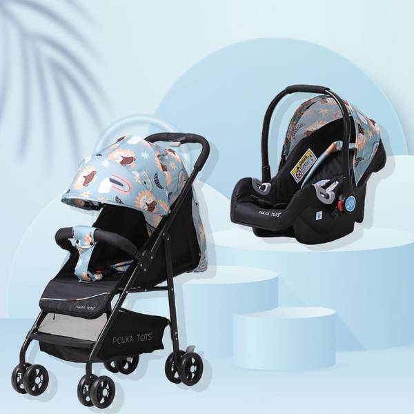 POLKA TOTS Rainbow Printed Stroller and Car Seat Combo for Unisex Kids Travel system