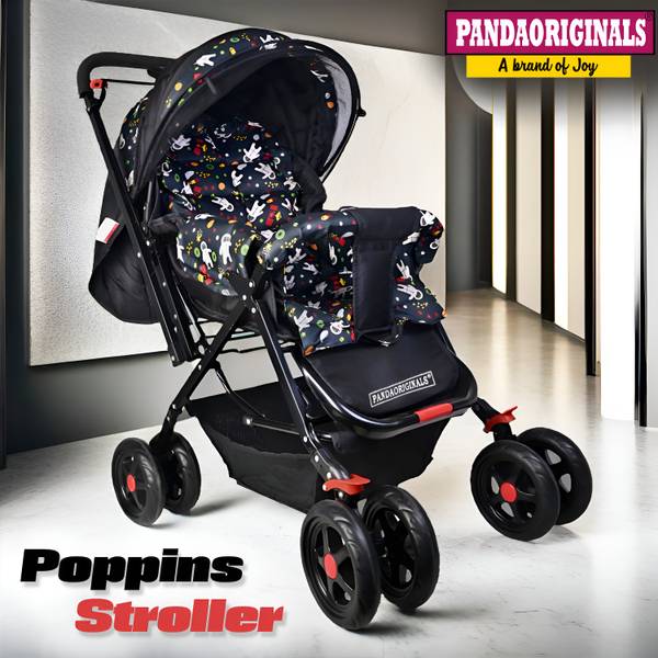 Pandaoriginals JUMBO Baby Stroller Pram for 0-3 Years 5 Point Safety Harness,360 Swivel Wheel Stroller