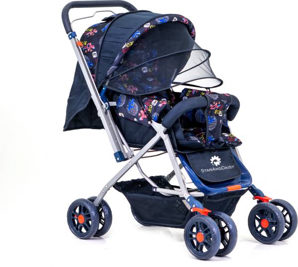 StarAndDaisy Reversible Baby Stroller and Pram with Mosquito Net and Wheel Breaks(Beta Print) Stroller