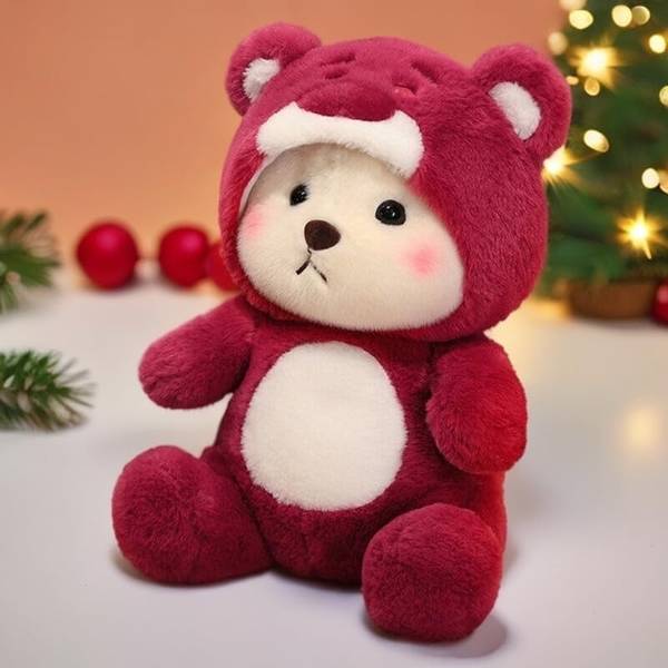 HOUSE OF COMMON Cute Lena Teddy Bear, Removable Cap, Stuffed Toy for Kids Babies, Hoodie Bear - 35 cm