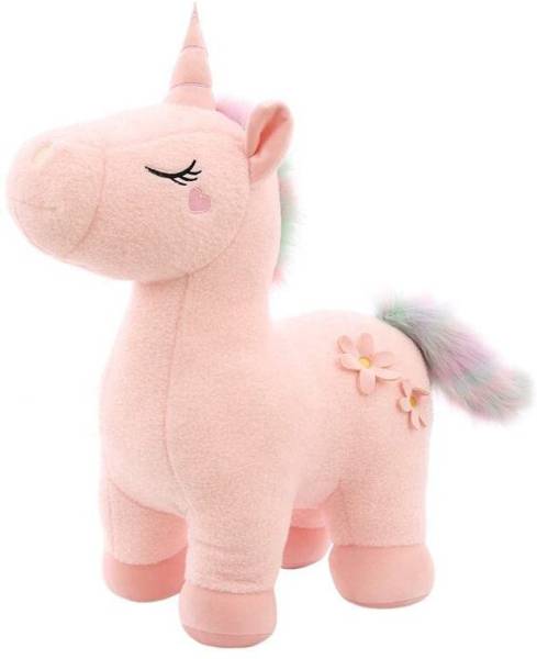 AVSHUB Soft cute unicorn toy stuffed plus rabbit furr toy (pink) - 15 cm