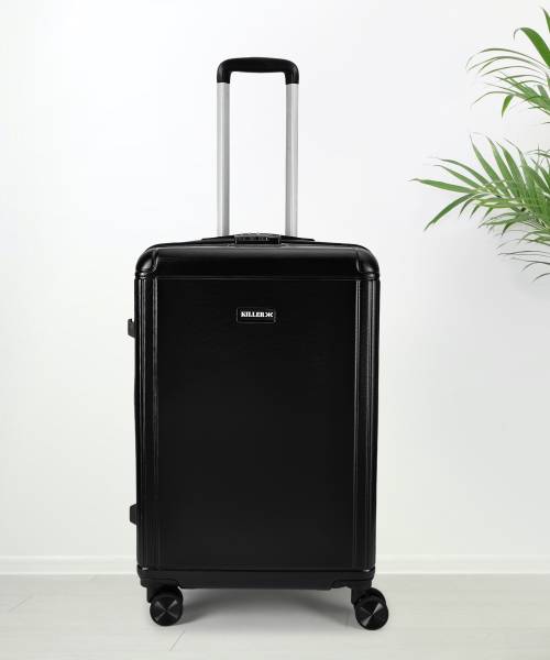 KILLER Box-Light-Weight & Durable Polycarbonate Black Hard Luggage Check-in Suitcase 8 Wheels - 24 Inch