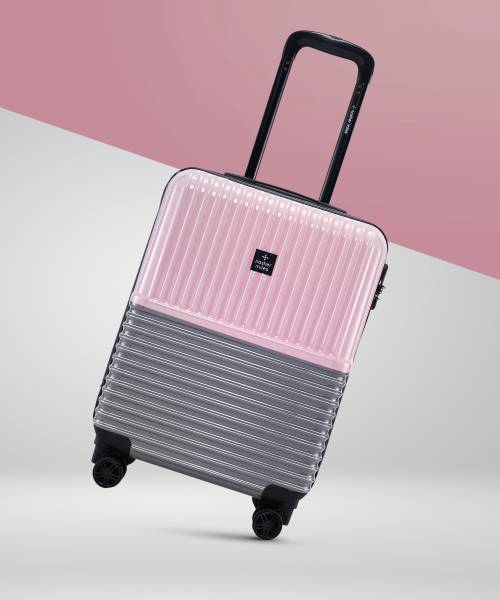 NASHER MILES Istanbul Hard-Sided ABS and PC Cabin Luggage Pink and Grey 55cm Trolley Bag Cabin Suitcase 4 Wheels - 20 inch