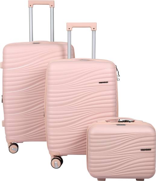 POLO CLASS Trolley Bag 20/28 with 1pc vanity- Pink Cabin Suitcase 4 Wheels - 28 inch