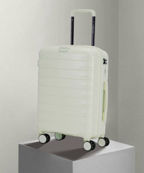 NASHER MILES Vienna Hard-Sided Polypropylene Cabin Luggage White Cream 55cm Trolley Bag Cabin Suitcase 8 Wheels - 20 inch