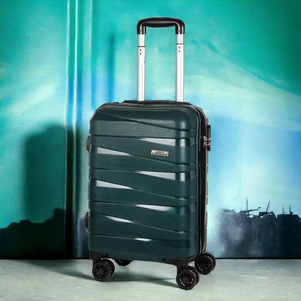 JACY LONDON Hard Sided PP 8 Wheel Spinners, with Telescopic Steel Trolley and Number Lock Cabin Suitcase - 21 inch