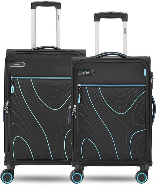 SAFARI 8 Wheel, trolley bag Set of 2 - Small & Medium size, Black color, Contour Expandable  Cabin & Check-in Set - 26 inch