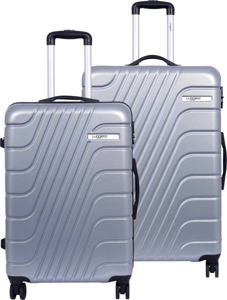 Luggero ETERNAL Light-Weight & Durable Polycarbonate SILVER Hard Luggage Cabin & Check-in Set 8 Wheels - 28 inch