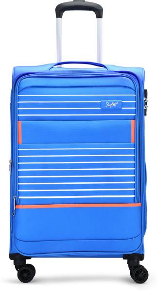 SKYBAGS Beach Polyester Softsided 69cm Medium Trolley with TSA, 8 Wheel Blue Trolley Bag Expandable Check-in Suitcase 8 Wheels - 26 Inch