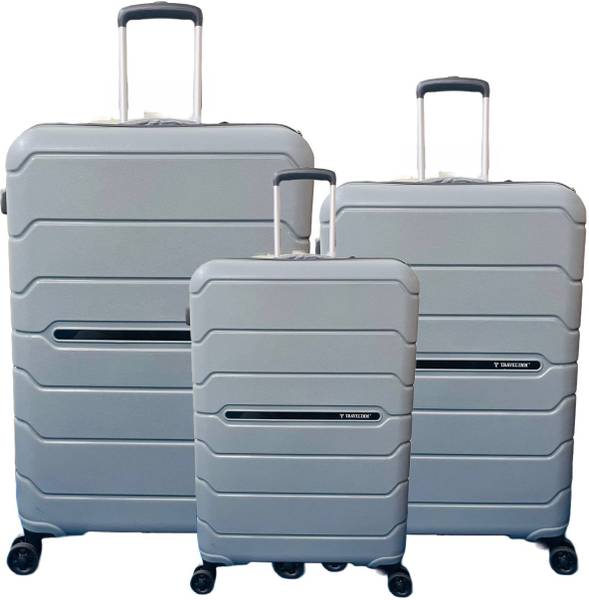 VIP Solid Trolley Bag Set of 3 Anti Theft Zip 8W Trolley Number