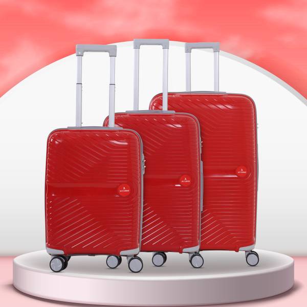 JACY LONDON Soft Body Set of 3 Luggage 8 Wheels - Hard Body Polypropylene Set of 3 Luggage Cabin & Check-in Set 8 Wheels - 30 inch
