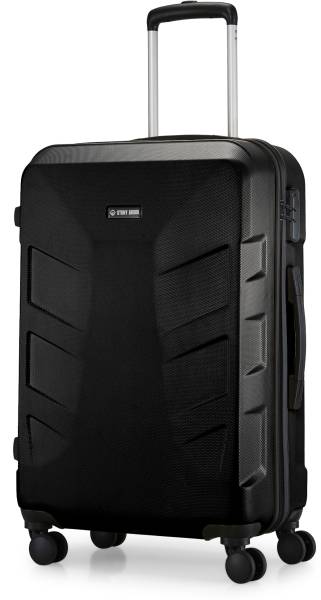 Stony Brook by Nasher Miles Shield HardSide Polycarbonate Check-in Luggage Black 28 inch |75cm Trolley Bag Check-in Suitcase 8 Wheels - 28 Inch