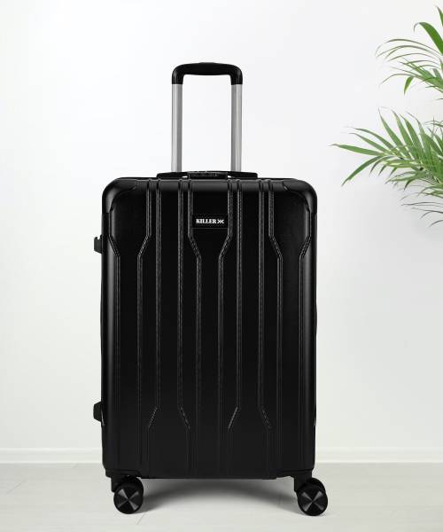 KILLER X-Track-Light-Weight & Durable Polycarbonate Black Hard Luggage Check-in Suitcase 8 Wheels - 24 Inch