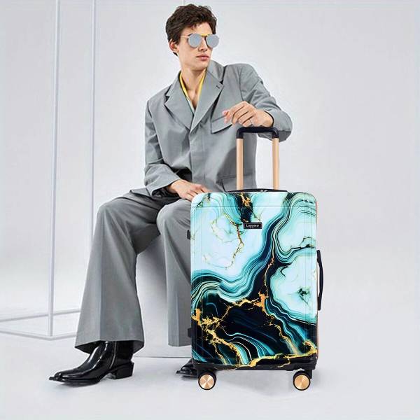Luggero Prism Light-Weight & Durable Polycarbonate Gold Hard Luggage Check-in Suitcase 8 Wheels - 24 inch