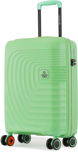 NASHER MILES Boston Hard-Sided Polypropylene Cabin Luggage Summer Green 55cm Trolley Bag Cabin Suitcase 8 Wheels - 20 Inch