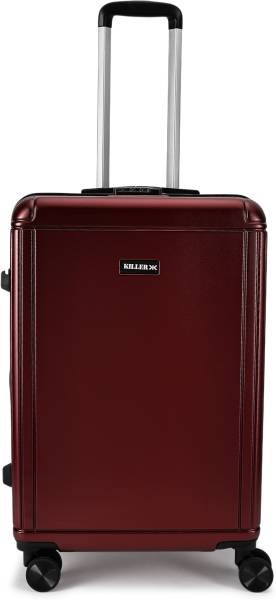 KILLER Box-Light-Weight & Durable Polycarbonate Deep Red- Hard Luggage Check-in Suitcase 8 Wheels - 24 Inch