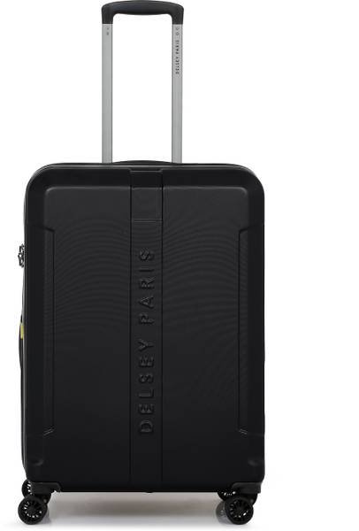 DELSEY PARIS DEPART HS Polycarbonate 66 cm 4 DW Black Expandable Hard LuggageTrolley Bag Expandable Check-in Suitcase 8 Wheels - 26 Inch