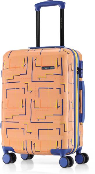 NASHER MILES Denver Hard-Sided Polycarbonate Cabin 20 Inch Orange Printed Trolley Bag Cabin Suitcase 8 Wheels - 20 inch