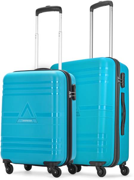ARISTOCRAT Airstop 2P Set (Cabin+Medium) - Trolley Bag Cabin & Check-in Set 4 Wheels - 25 Inch