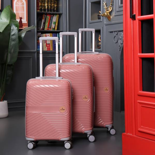 JACY LONDON SET OF 3 Unbreakable PP suitcases (Small,Medium and Large)) Cabin & Check-in Set 8 Wheels - 30 inch