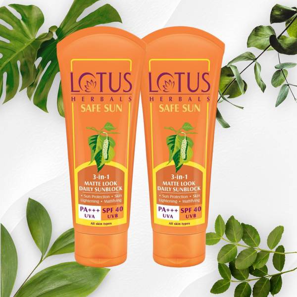 LOTUS HERBALS Sunscreen - SPF PA+++ SPF40(75g*2)3in1 Matte look daily cream