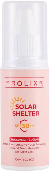 Prolixr Sunscreen - SPF 50 PA+++ Solar Shelter Sunscreen SPF 50 - PA +++ Broad Spectrum - 100 Ml
