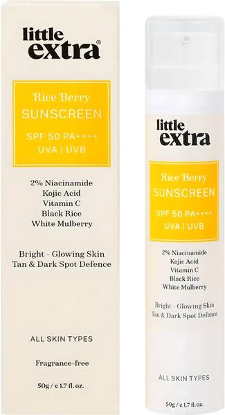 Little Extra Sunscreen - SPF 50 PA++++ Rice Berry UVA/B, Fast Absorbing, Non Sticky, Light Weight for Glowing Skin