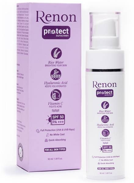 Renon Protect Sunscreen for Women & Men | Sunscreen for Oily & Dry Skin| No White Cast - SPF 50 PA+++