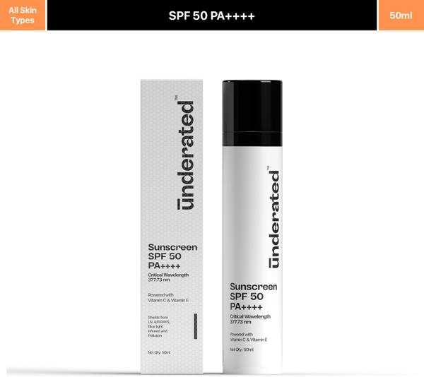 UNDERATED Sunscreen SPF 50 PA++++ Powered With Vitamin C & Vitamin E| 50g - SPF 50++++ PA++++