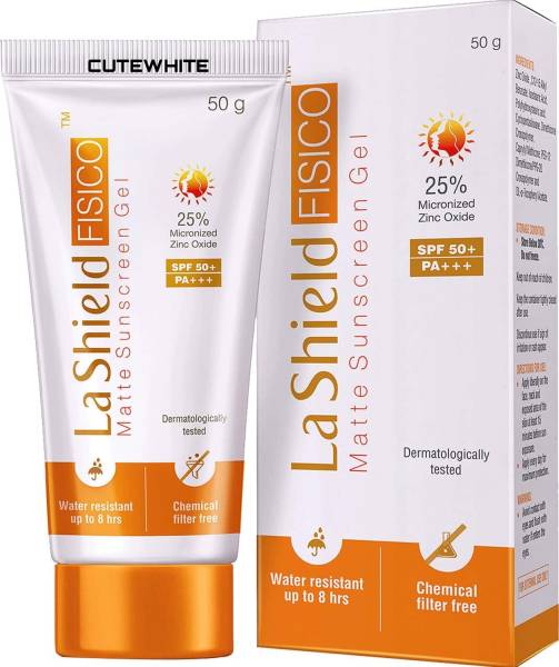 CUTEWHITE Sunscreen - SPF 50 PA+++ La Shield Fisico Matte Sunscreen Gel Spf 50+ Tube Of 50g 02