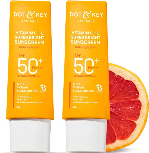 Dot & Key Sunscreen - SPF 50 PA++++ Vitamin C + E Super Bright ,For Even Toned & Glowing Skin,No White Cast