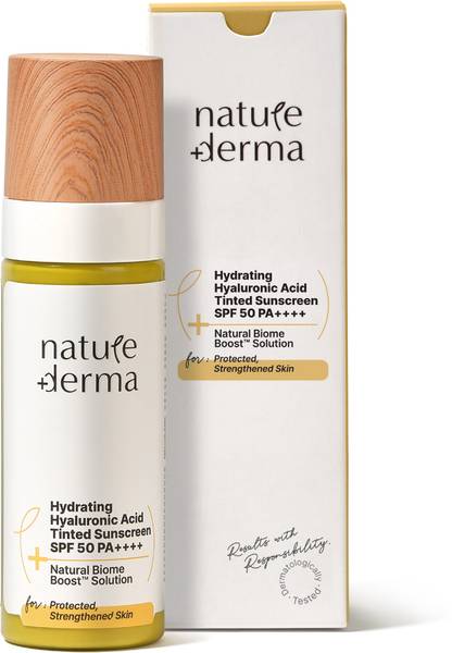 Nature Derma Sunscreen - SPF 50 PA++++ Hyaluronic Acid Tinted Sunscreen SPF 50 PA++++ Natural Biome-Boost Solution