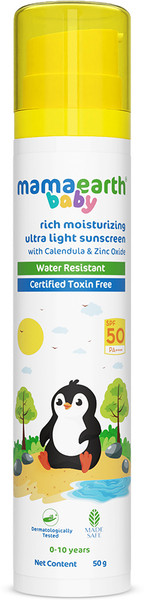 Mamaearth Sunscreen - SPF 50 PA++++ Rich Moisturizing Ultra Light Sunscreen