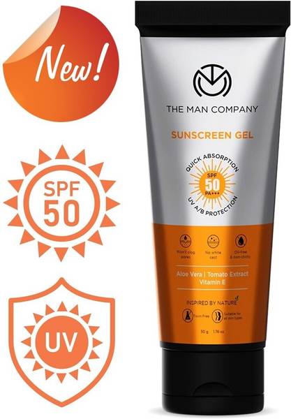 THE MAN COMPANY Sunscreen - SPF 50 PA+++ Gel for men | UVA & UVB Protection | No Clog Pores | No White Cast | Non-Sticky