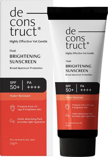 deconstruct Sunscreen - SPF 50+ PA++++ | Fluid Brightening Sunscreen For Dry Skin | No White Cast